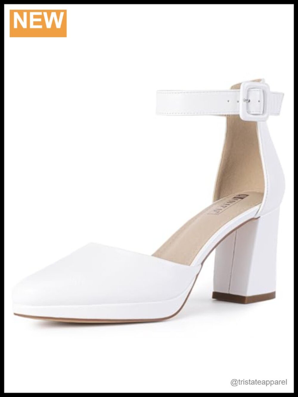 Women's Platform Chunky Block Heels Closed Toe Ankle Strap Pumps